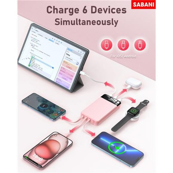 35000mAh portable charger power bank fast charging with built in cables - Picture 4 of 7